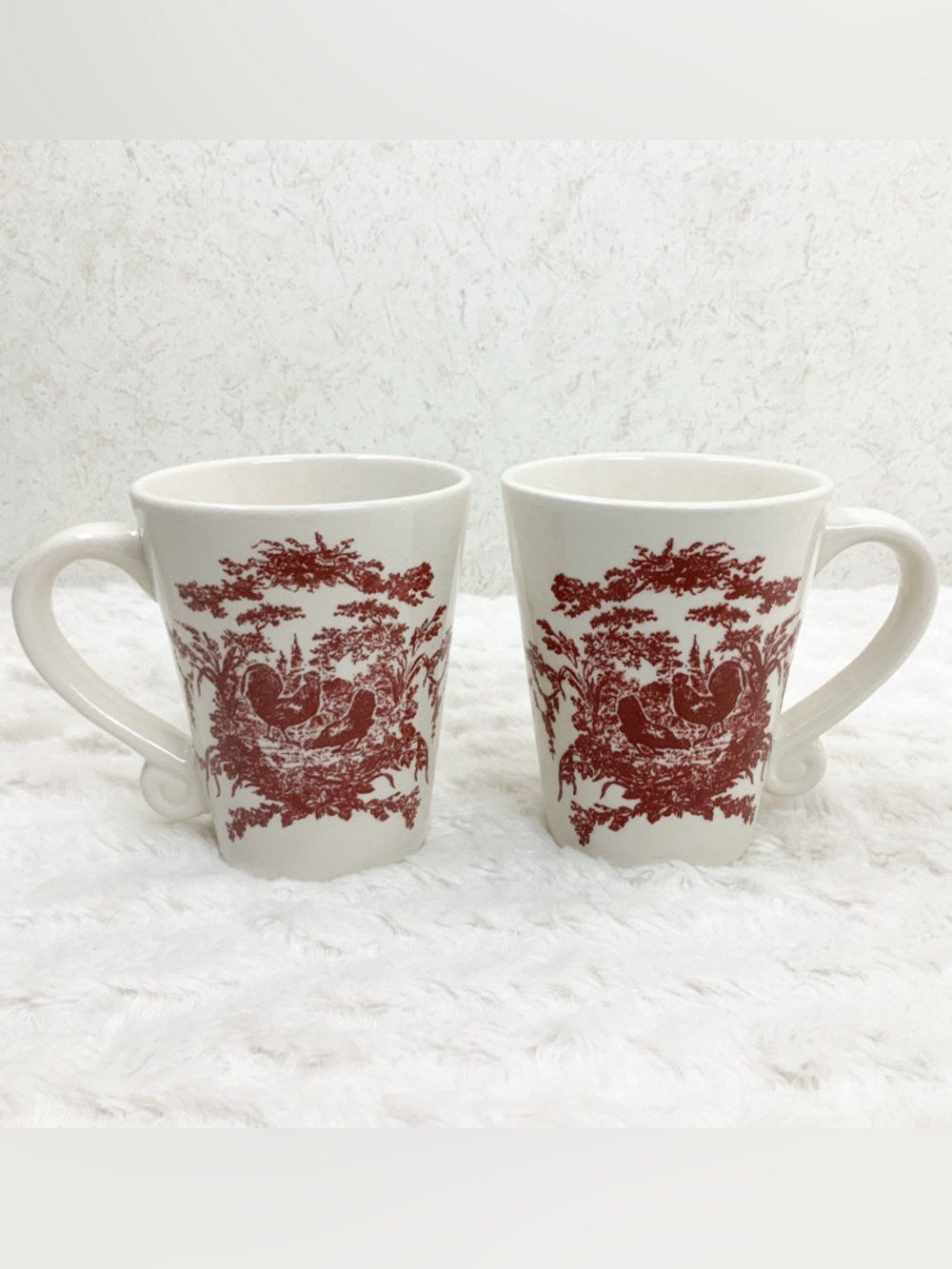 Vintage California Pantry 2 Red Rooster Mugs Farmhouse Rustic Cottagecore